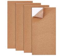 BENECREAT 4 PCS Hojas de Anuncios de Azulejos de Corcho, Tablero de Corcho Autoadhesivo de 20x40x0.6 cm., Posavasos Rectangular para Decoración de Paredes., Oficina, Colegio, Decoración