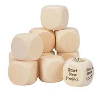 BENECREAT 40 dados de madera en blanco, cubos de madera pequeños de 6 lados de 1.2 x 1.2 pulgadas con esquinas redondeadas para pintar, dibujar, pegar, apilar, teñir