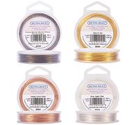 BENECREAT 40m 0.8mm Alambre de Cobre Cable Metal Alambre de Joyería para Manualidad Dorado, Plateado, Bronce Antiguo y Color de Cobre Calibre 20, 10m/Rollo, 4 Rollos