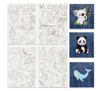 BENECREAT 42 Pieza de Patrones de Bordado Solubles En Agua de Animales del Zoológico, Estabilizadores de Costura A Mano con Animales Terrestres Y Marinos Papel de Bordado para Pegar Y Coser para