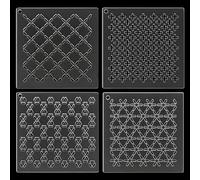 BENECREAT 4Pcs Plantillas de Sashiko de Acrílico, 12x12cm Plantilla de Línea de Dibujo de Herramienta de Bordado de Acrílico Cruzado para Acolchar a Mano y Bordado, de 2.5mm de Grosor