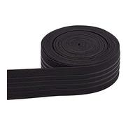 BENECREAT 5.5m 37mm Banda Elástica Antideslizante Banda de Agarre Elástica de Silicona Recta Cintura Plana para Proyecto de Costura de Ropa, Negro