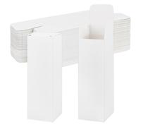 BENECREAT 50 cajas plegables blancas de 5 x 5 x 16 cm, cajas de regalo gruesas de cartón en grandes cantidades para regalos de cumpleaños y Navidad, regalos para invitados, hechos en casa y negocios