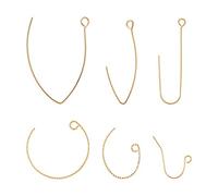BENECREAT 60 PCS Ganchos para Pendientes Chapados en Oro 18K, Alambre para Orejas, Pendientes en Forma de V Abiertas con Forma de Arco Texturizado para Manualidades