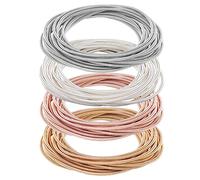 BENECREAT 60 Uds 4 Colores 5.85cm Pulseras de Cuerdas de Guitarra, Rose Glod Platinum Light Gold Silver Pulsera de Alambre de Acero Flexible En Capas
