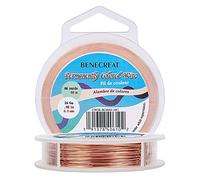 BENECREAT 60m 0.5mm Alambre de cobre desnudo con alambre de cobre recubierto de aceite y resistente al deslustre para la fabricación artesanal de joyas - Color de Cobre Calibre 24