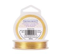 BENECREAT 60m Alambre de Cobre Cable Metálico Accesorios de manualidad para Diseño de Bisutería - Dorado Calibre 26
