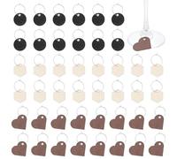BENECREAT 75 juego de Adornos de Madera para Copas de Vino, Marcadores de Identificación de Copas de Vino para Bodas, Cumpleaños, Reuniones Familiares, con Formas Hexagonales Redondas de Corazón