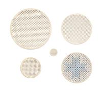 BENECREAT 8 Pieza de Adorno de Punto de Cruz Pavimentado con Agujeros En Blanco de 4 Estilos,Madera Circular para Punto de Cruz, Círculo de Madera para Colgar En Forma de Mini Plantilla de Bordado