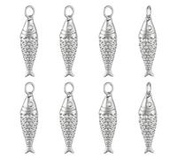 BENECREAT 8 Pieza de Dijes de Pez de Latón Chapado En Platino, Colgantes de 25.5x7x4mm con Forma de Pez Marino para Hacer Pulseras, Collares, Pendientes Y Joyas., Agujero: 3.2mm
