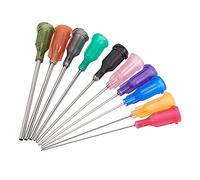 BENECREAT 80 agujas dispensadoras de punta roma de calibre diferente de 55,5 x 7,5 mm con soporte de plástico para rellenar tinta e-líquida, jeringas y manualidades de diamantes de imitación