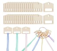 BENECREAT 80 gotas de hilo de madera, 4,5 x 5 cm, forma de casa, gotas de hilo de punto de cruz, organización de hilos con anillo de hilo de hierro para manualidades, almacenamiento de costura