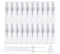 BENECREAT 80PCS 2ml Mini Botellas de Spray de Plástico Transparente Botellas Vacías Atomizador de Perfume con Pipetas de Transferencia, Embudos y Bombas Dispensadoras de Cosméticos