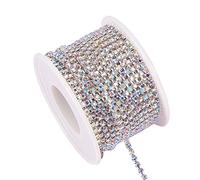BENECREAT 9.14m 2.6mm Crystal Rhinestone Cerrar Cadena de Recorte Claro Cadena de Costura Artesania Alrededor de 2740 unids Pedreria - Crystal AB (Parte Inferior de Plata)