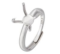 BENECREAT 925 Anillo En Plata de Ley 4 Garras En Blanco, Bases de Anillo Ajustables de Plata, Base de Anillo de Dedo de 19.4 mm., Componentes de Anillos de Garra para la Fabricación de Joyas