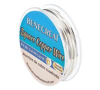 BENECREAT Alambre de cobre cuadrado de 0.75 mm de 10 m, alambre de cobre plateado resistente al deslustre para hacer joyas, hacer manualidades de pasatiempos, flores, decoraciones