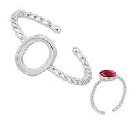 BENECREAT Anillo de plata de ley 925 con bisel en blanco, anillo ovalado de platino con paño de pulido para manualidades, anillos de piedras preciosas, joyería, manualidades, bandeja: 8 x 6 mm