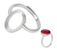 BENECREAT Anillo de plata de ley 925 con bisel en blanco, engaste de anillo ovalado de platino con paño de pulido para hacer anillos de piedras preciosas, joyería, manualidades, bandeja: 13 x 8 mm