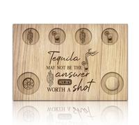 BENECREAT Bandeja para Servir Vasos de Chupito de Tequila Cactus, Soporte de Vidrio para Bandeja de Vuelo de Madera con Tablero de Vasos de Chupito con Borde de Sal para Barra, Restaurante,20x30 cm