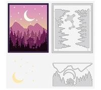 BENECREAT Bosque Montañas Corte de Metal Muere Plantilla, Plantilla de Grabado En Relieve de Acero Al Carbono con Luna de Cabina de 10.5x6.3cm para Hacer Tarjetas, Álbum de Fotos