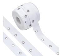 BENECREAT Cinta de Sarga con Ojales de Algodón Blanco 7.3m, Tira de Cinta de Anillo con Ojal de Metal de 25 mm de Ancho para Hacer Manualidades de Costura, Agujero: 4 mm
