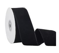 BENECREAT - Cinta de terciopelo con cable de 9,14 m, cinta de tela de poliéster negra de 38 mm de Navidad, doble cara, para embalaje de regalo, corona y nudo para decoración exterior