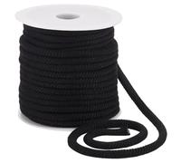 BENECREAT Cordón de Hilo Negro de 25 m, Cordón de Polialgodón de 6mm, Cuerda Suave de Repuesto con Carrete de Plástico, Cordón Trenzado para Abrigos, Pantalones, Pantalones Cortos, Zapatos