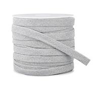 BENECREAT Cordón plano gris de 25 m de repuesto, cordón de algodón suave de doble capa de 11 mm de ancho, para accesorios de ropa