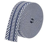 BENECREAT Correas de Algodón Jacquard de 4.57m Correas de Polialgodón de 38mm Correas de Costura con Patrón de Rayas Cinta Tejida para Accesorios de Ropa Correa, Azul Medianoche