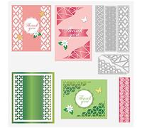 BENECREAT Cortes de Metal con Borde de Rejilla de Acero al Carbono,Troqueles de Corte de Marco de patrón geométrico con Palabra,Gracias por DIY Scrapbooking,álbum de Fotos,Relieve Decorativo