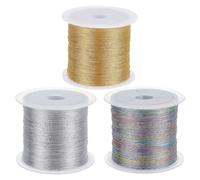 BENECREAT Cuerda de metal de 300 m, hilo de metal de 3 colores, hilo de poliéster de 0,2 mm, para manualidades, joyería, paquete de regalo