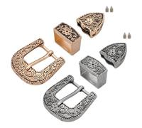 BENECREAT Hebilla de vaquero occidental, hebillas de repuesto para cinturón suaves y florales, cierre de cinturón de aleación para hombres y mujeres, Plata antigua y oro antiguo, 28x28.5x5.5mm