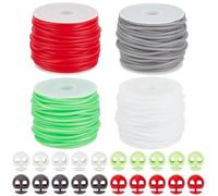 BENECREAT Juego de 32 topes de puntada de 4 colores, doble orificio, de plástico, con muelle y 4 rollos, cordón de goma redondo, tope para agujas de punto para tejer