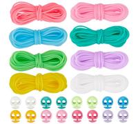 BENECREAT Juego de 32 topes de puntada de 8 colores, de plástico con muelle y 8 rollos de cordón de goma redondo para tejer