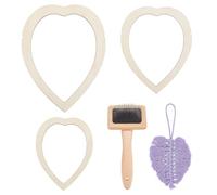 BENECREAT Juego de 4 piezas de suministros de macramé, peine de macramé de madera y 3 moldes de borla de plumas en forma de hoja, kit de manualidades para adultos