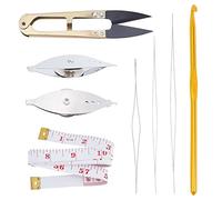 BENECREAT Juego de 8 bobinas para tatuar, agujas de metal plateadas, herramientas de costura, incluyendo lanzaderas de hierro, gancho de ganchillo de aluminio, tijera