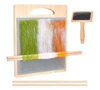 BENECREAT Juego de mesa de mezcla de lana y peine de card, tablero mezclador de fibra con 1 cepillo para manualidades de madera, 2 piezas para mezclar colores, organización de fibras
