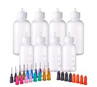 BENECREAT Multi proposito DIY Precision Tip aplicador Botellas Set - 8 Botellas de 1 Onza / 1.7 onzas, 18 Consejos, 8 Tapas - DIY Quilling, aplicador de Pegamento, Botella de Aceite