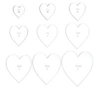 BENECREAT Plantilla acrílica Sashiko de 9 tamaños, 2/3/4/5/6/7/8/9/10 cm, herramienta de bordado de corazón, plantilla de línea de dibujo para acolchado y bordado a mano