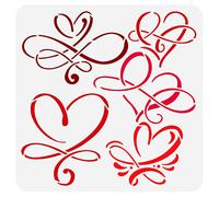 BENECREAT Plantilla de decoración de plantilla de corazón infinito, 30 x 30 cm, plantillas de pintura de dibujo reutilizables de plástico para pintar en muebles de piso de tela de álbum de recortes
