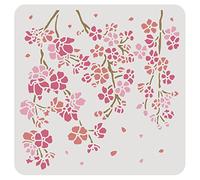 BENECREAT Plantilla de dibujo de flores de cerezo de 12 x 12 pulgadas, plantillas de dibujo de plástico reutilizables para pintar sobre álbumes de recortes, tela, pared, suelo, muebles de madera