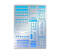 BENECREAT Plantilla de planificador de diario de acero inoxidable con números circulares del alfabeto inglés, herramienta de plantilla reutilizable de acero inoxidable para pintura, scrapbooking, 19 x