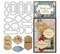 BENECREAT Plantillas de Troqueles de Corte de Acero Al Carbono con Tema de Etiqueta, Troqueles de Corte de Marcos de Etiquetas para Hacer Tarjetas, Álbumes de Recortes Y Mucho Más, Relieve Decorativo