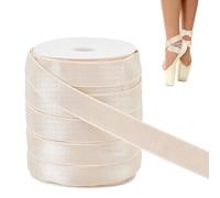 BENECREAT Rollo de satén elástico para zapatillas de punta de ballet de 40 m, rollo de cinta elástica plana de 20 mm, accesorios para zapatillas de baile para mujer (trigo)