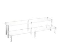 BENECREAT Soportes Elevadores de Exhibición de Figuras de Acción Acrílicas, Soporte de Exhibición Escalonado de Elevadores Acrílicos de 2 Nivel para Exhibición de Figuras, 39.7x7.7x0.4 cm