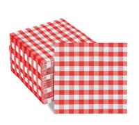 BENECREAT - Toalla desechable a cuadros rojos con 140 servilletas a cuadros a granel desechables para cena, pícnic, barbacoa, Navidad, año nuevo y cumpleaños, boda