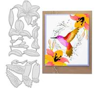 BENECREAT Troqueles de Metal con Flor de Pájaro, 2 Uds., Troqueles de Corte de Hojas de Lirio de Colibrí, Plantillas Cortadas, Plantillas En Relieve, Plantilla para Fabricación de Tarjetas de Papel