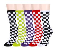 Benefeet Sox Calcetines divertidos de algodón para mujer, diseño de animales, coloridos, con estampado floral, tontos, divertidos, casuales, Paquete de 5, tablero de ajedrez 2, Talla única