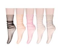 Benefeet Sox Calcetines transparentes de encaje para mujer, calcetines de tul para mujer, calcetines de malla holgados, calcetines transparentes sueltos para regalos, Estrella con purpurina., Talla