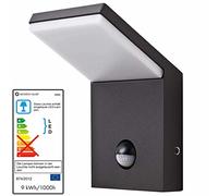 Beneito LED Lámpara de pared color Negro para Exterior con Detector de movimiento (9 W, aluminio 690 lúmenes